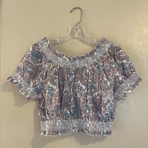 NWT J. Crew Smocked cotton top in Liberty® Faraway Plum floral sz M
